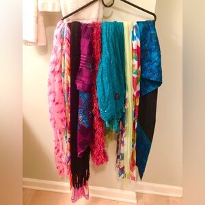 10 Colorful Women's Assorted Scarves. Great for Crafts too